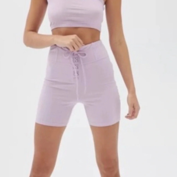 Out From Under Urban Outfitters Lilac Biker Shorts Lace Up Ribbed Size Small NWT - Picture 11 of 12